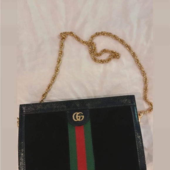Gucci Handbags - Gucci Black Shoulder Bag with Gold Chain